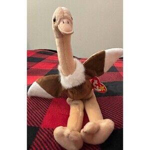 1997 Stretch the Ostrich 4182 Beanie Baby 12" Bird Stuffed Animal Plush Toy